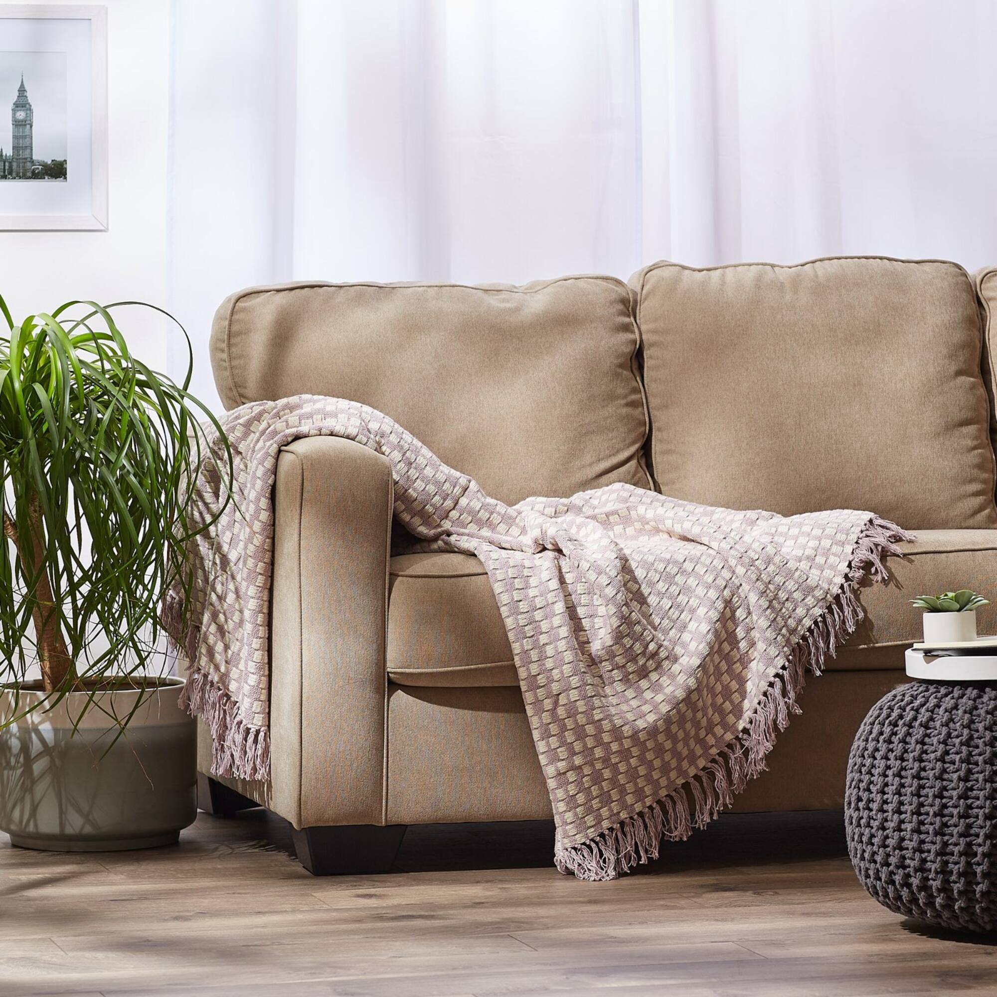 DII® Dusty Lilac Urban Check Throw